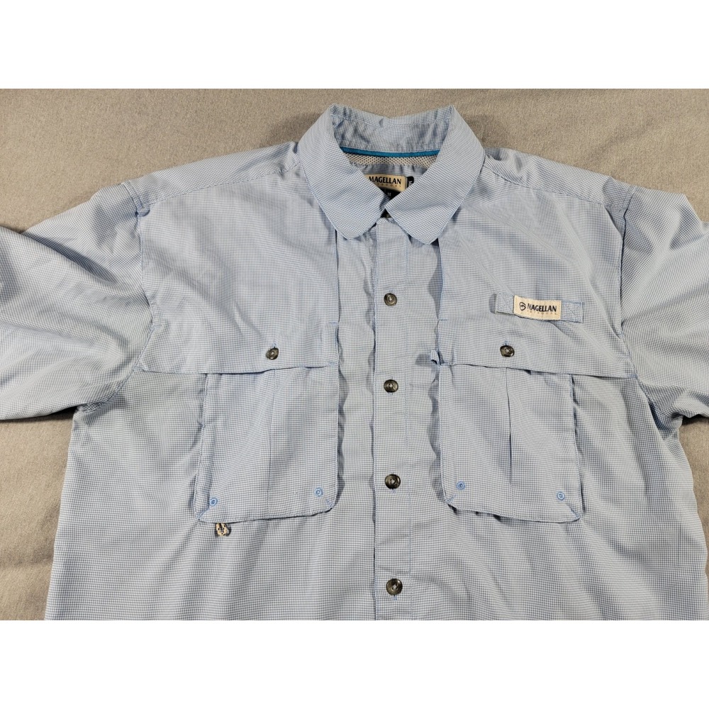 Magellan MagWick Men Fishing Shirt S/S Angler Fit Fish Gear Vented Gingham Check